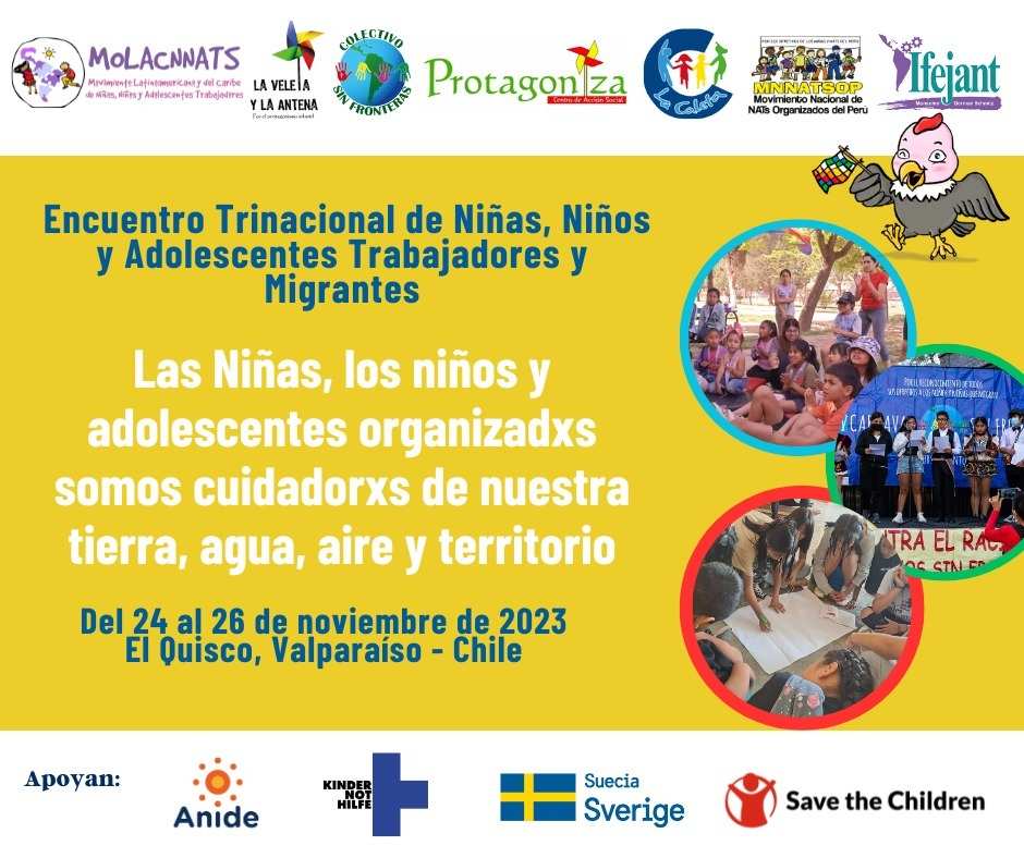 Ankündigung zum drei-Länder-Treffen der arbeitenden Kinder und Jugendlichen in El Quisco, Chile 