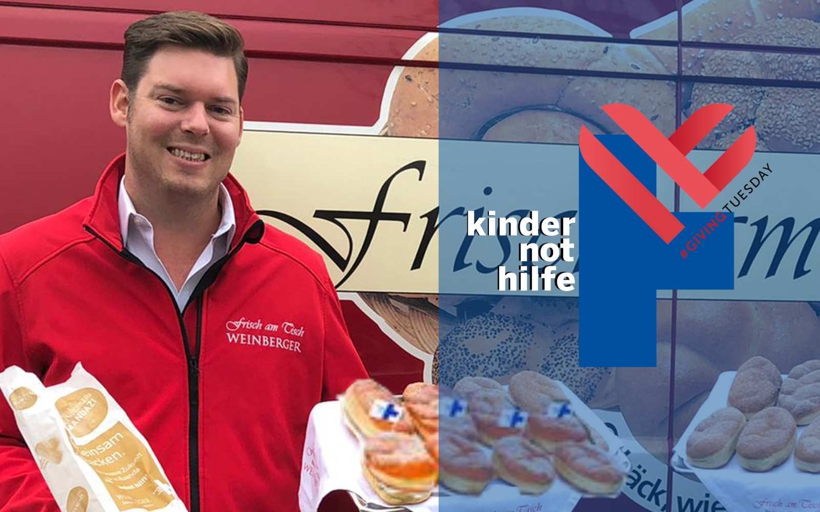 Bäckermeister Alexander Weinberger mit den Kindernothilfe-Krapferl (Foto: Kindernothilfe)