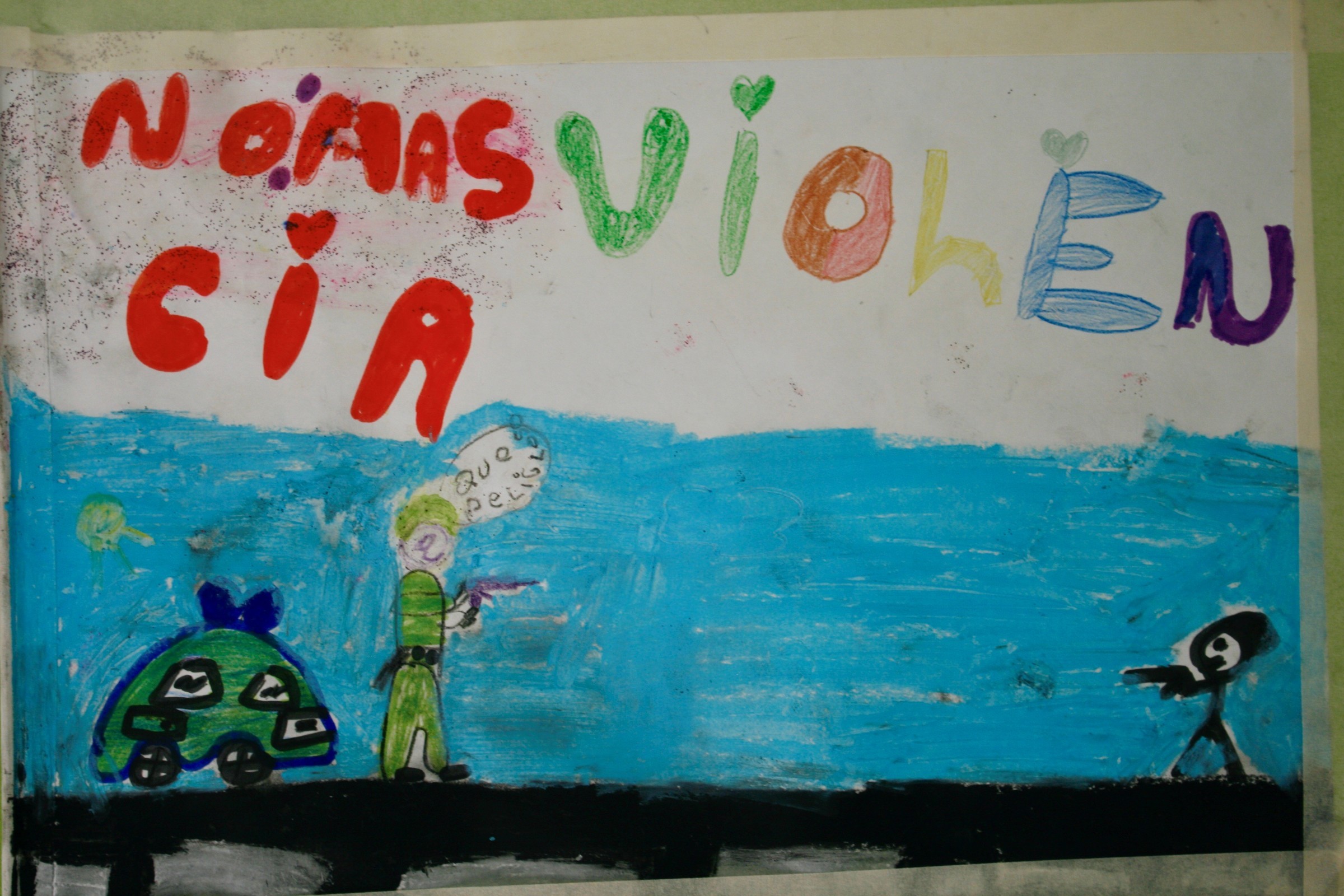 Kinderzeichnung gegen Gewalt aus Chile (Foto: Jürgen Schübelin) Kinderzeichnung gegen Gewalt aus Chile (Foto: Jürgen Schübelin)